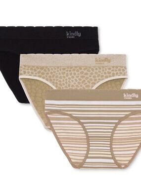Kindly Yours Women's 3-Pack Bikini Panties - Black, Beige & Tan (C10-X)